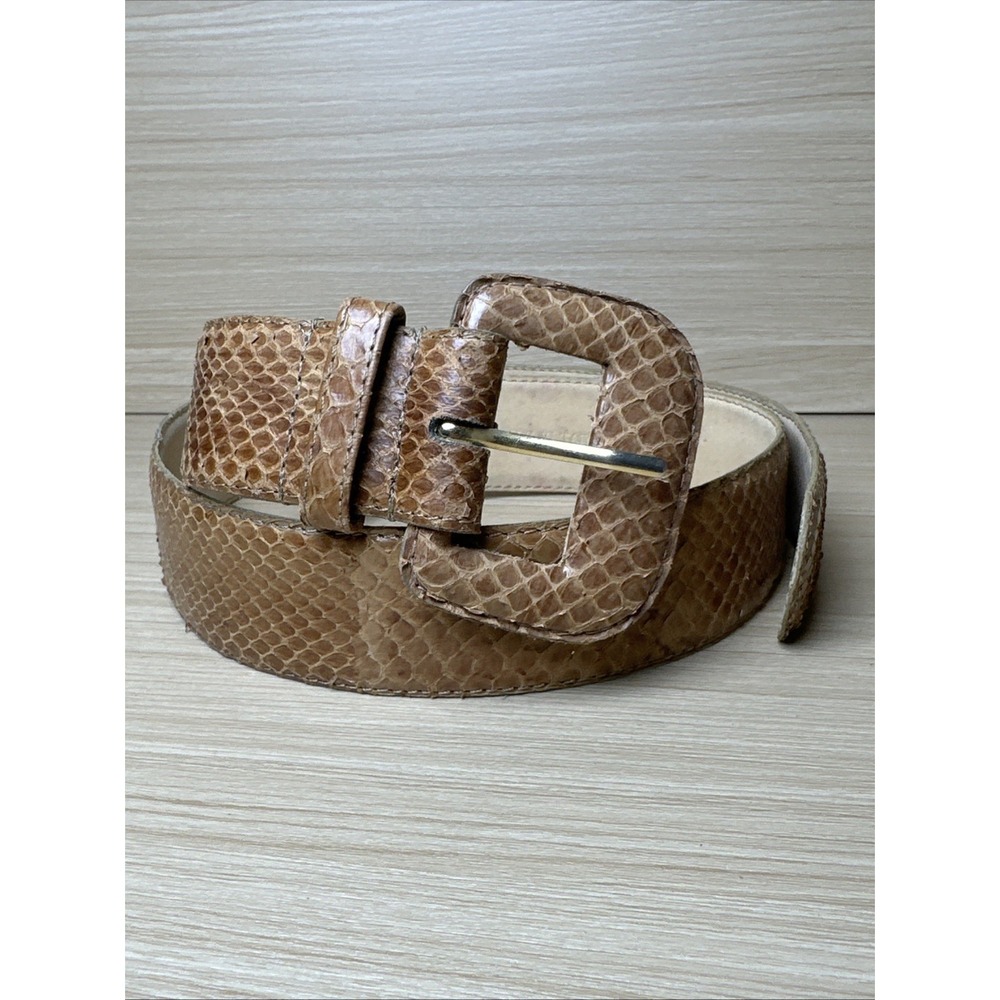 Axiom Belt Large Vintage Genuine Snake Skin Leather Tan‎ Womens Adjustable